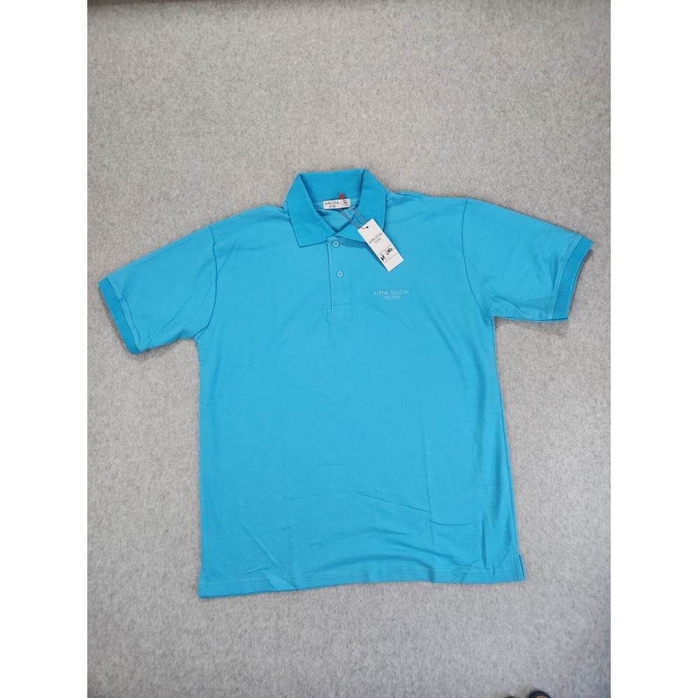 Alpha‎ Social Club Logo Blue Polo Shirt Size Adult mens Medium